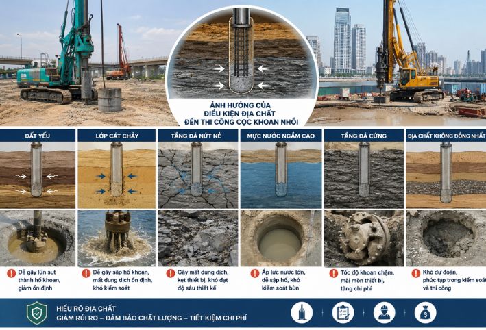 Ảnh hưởng của điều kiện địa chất đến thi công cọc khoan nhồi