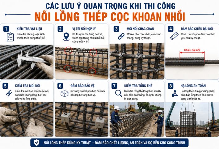 Các lưu ý quan trọng khi thi công nối lồng thép cọc khoan nhồi đúng kỹ thuật