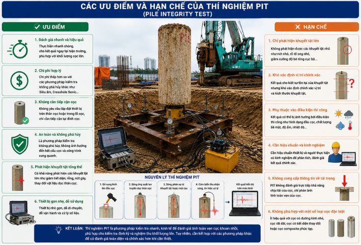 Các ưu điểm và hạn chế của thí nghiệm PIT cọc khoan nhồi