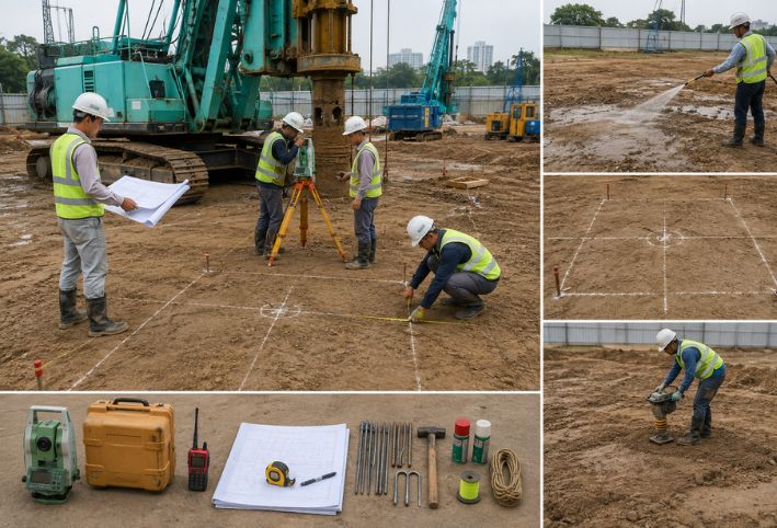 Công tác chuẩn bị trước khi định vị tim cọc khoan nhồi
