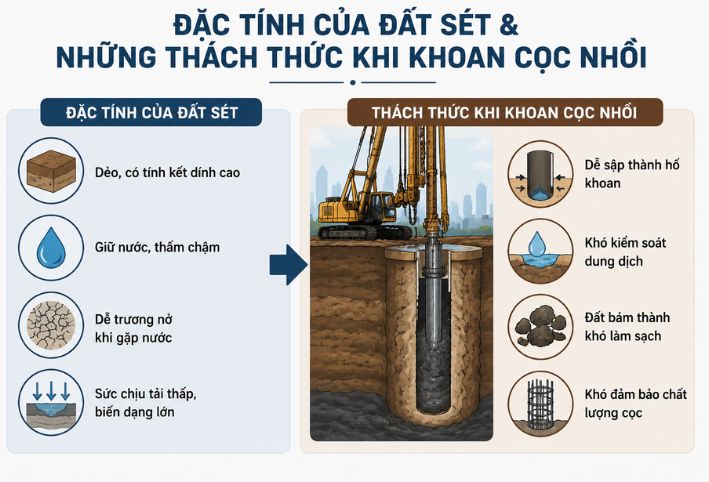 Đặc tính của đất sét và những thách thức khi thi công khoan cọc nhồi