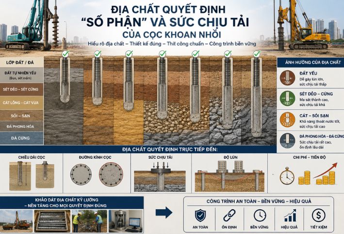 Địa chất quyết định "số phận" và sức chịu tải của cọc khoan nhồi