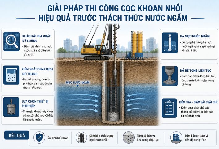 Giải pháp thi công cọc khoan nhồi hiệu quả trước thách thức nước ngầm