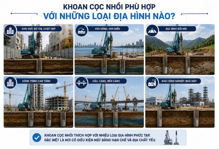 Khoan cọc nhồi phù hợp với những loại địa hình nào trong xây dựng?