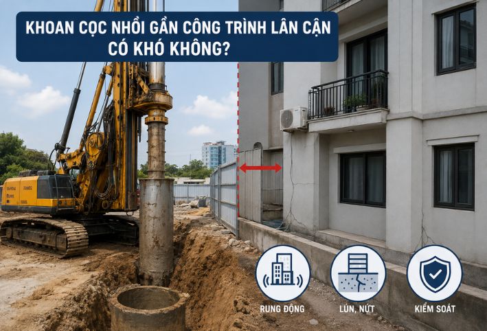 Thi công khoan cọc nhồi gần công trình lân cận: Thách thức và giải pháp