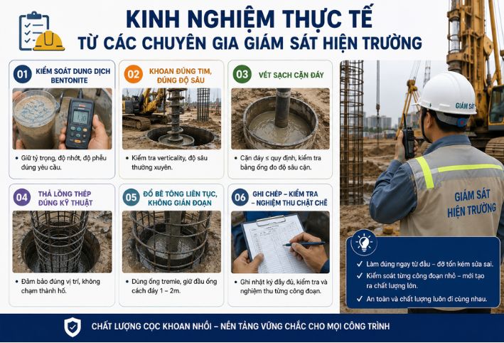 Kinh nghiệm thực tế từ các chuyên gia giám sát hiện trường cọc khoan nhồi