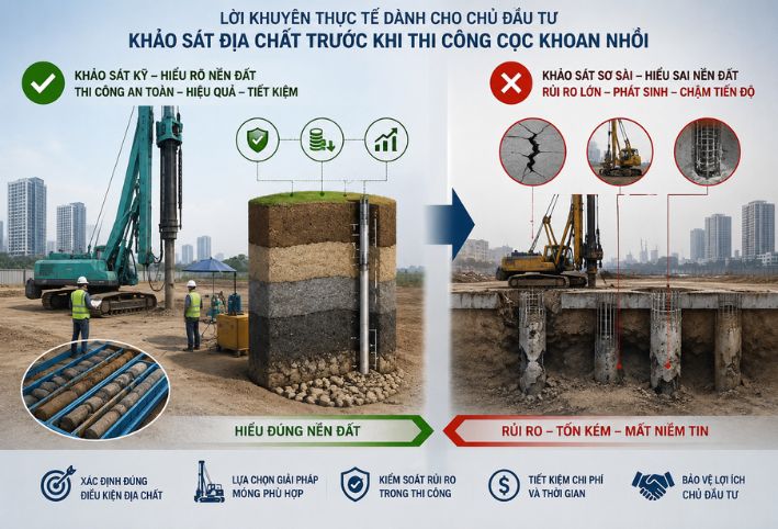 Lời khuyên thực tế dành cho chủ đầu tư khi khảo sát địa chất và thi công cọc khoan nhồi