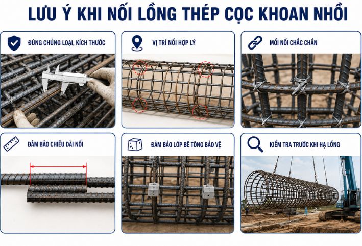 Các lưu ý quan trọng kỹ thuật nối lồng thép cọc khoan nhồi đảm bảo chất lượng thi công