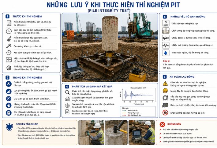 Những lưu ý quan trọng khi thực hiện thí nghiệm PIT cọc khoan nhồi