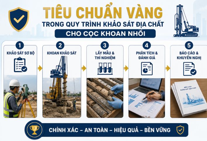 Tiêu chuẩn vàng trong quy trình khảo sát địa chất cho cọc khoan nhồi