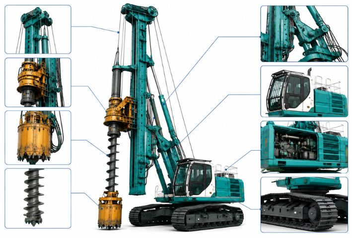 Tổng quan cấu tạo của máy khoan cọc nhồi gầu xoay